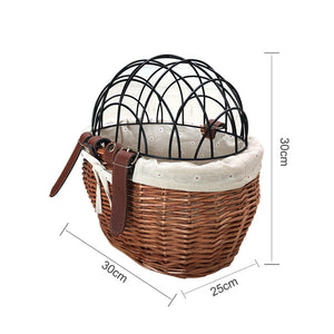 Pet bicycle Basket With Iron Frame Wicker Car Pet Basket Handmade Willow Basket